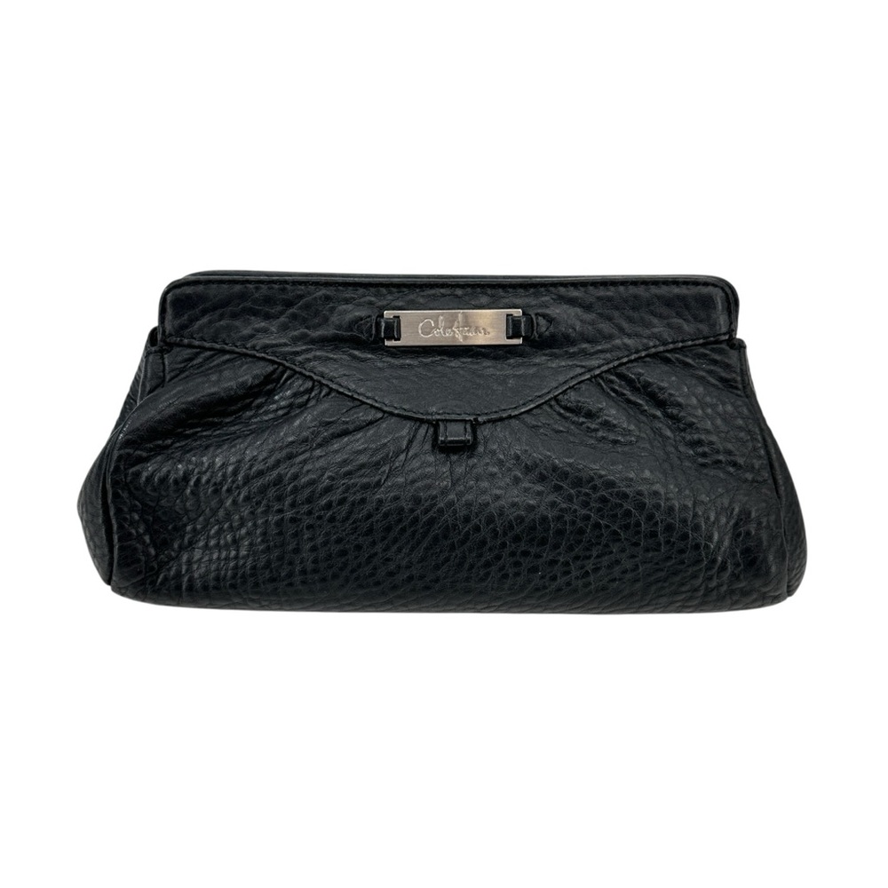 Cole Haan Black Pebbled Leather Clutch Bag